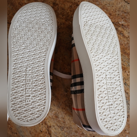 Nwt-Burberry Albridge leather check laceUp Sneaker-Thick WhiteSole-Made In Italy - Picture 12 of 13